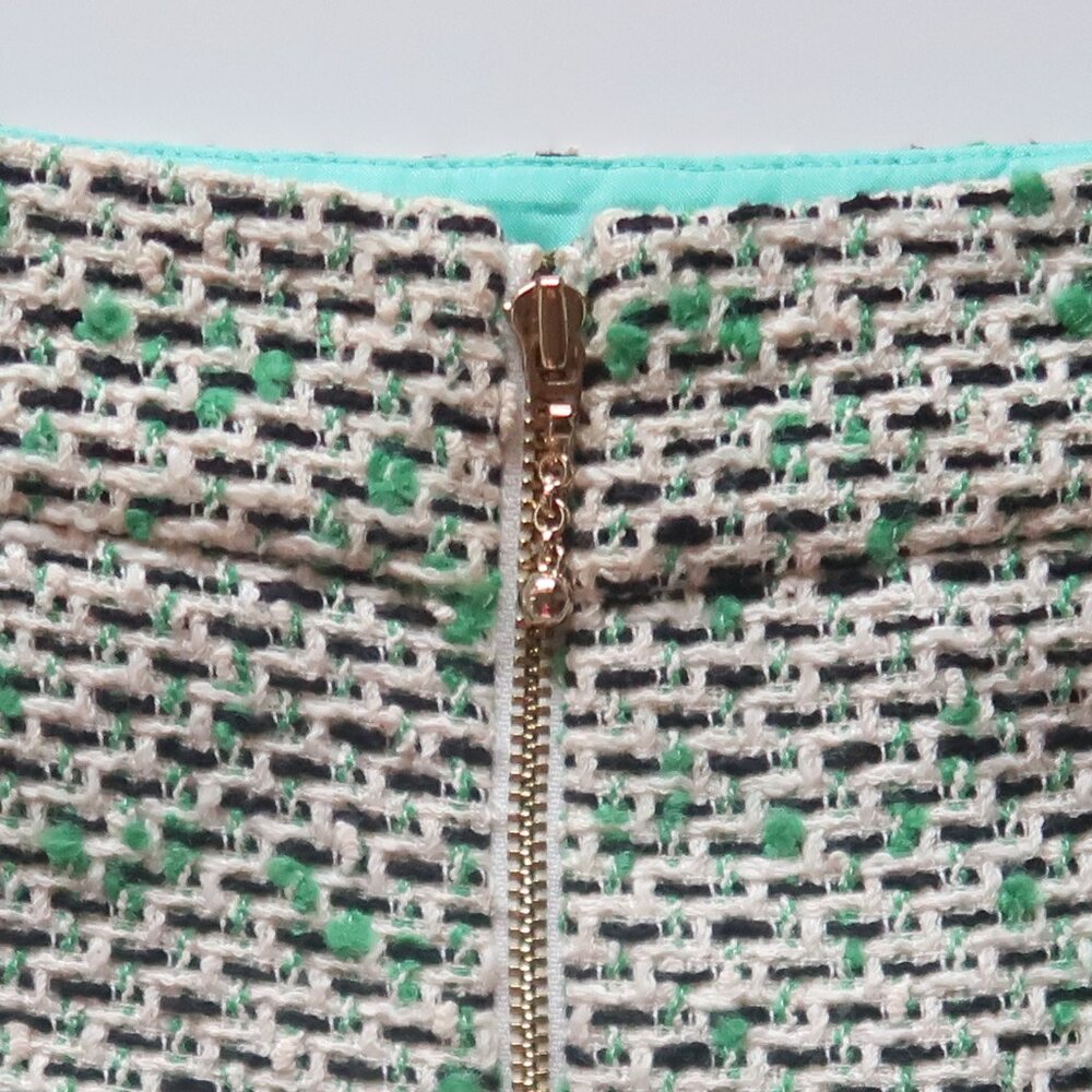 Kate Spade Tweed Pencil Skirt Green Cream Textured Career Work Office Classic 8 - Picture 7 of 12